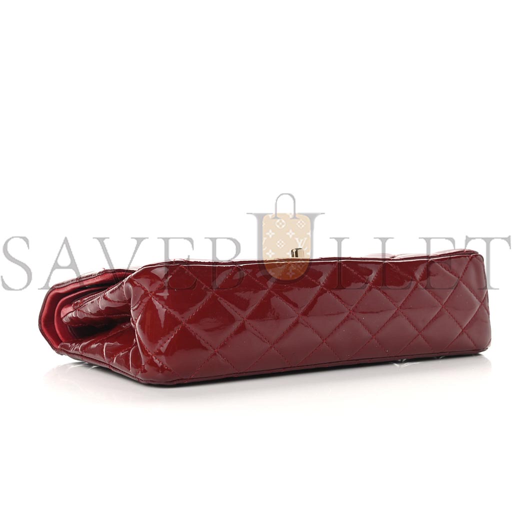 CHANEL PATENT CALFSKIN QUILTED MEDIUM DOUBLE FLAP DARK RED A01112 (25*15*6cm)